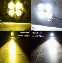 Sarı Beyaz Delici Offroad Motosiklet Traktör Araba Atv Forklift 1 Adet Led Sis Farı Lamba 3inç Işık