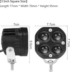 Sarı Beyaz Delici Offroad Motosiklet Traktör Araba Atv Forklift 1 Adet Led Sis Farı Lamba 3inç Işık
