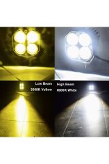 Sarı Beyaz 2 Adet Delici Offroad Tampon Motosiklet Traktör Araba Atv Forklift Led Sis Farı Lamba 3''