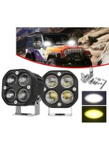 Sarı Beyaz 2 Adet Delici Offroad Tampon Motosiklet Traktör Araba Atv Forklift Led Sis Farı Lamba 3''