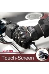 Motosiklet Eldiveni Dokunmatik Touch Screen Motor Eldiveni Kemik Ve Avuç Içi Korumalı Uzun Siyah