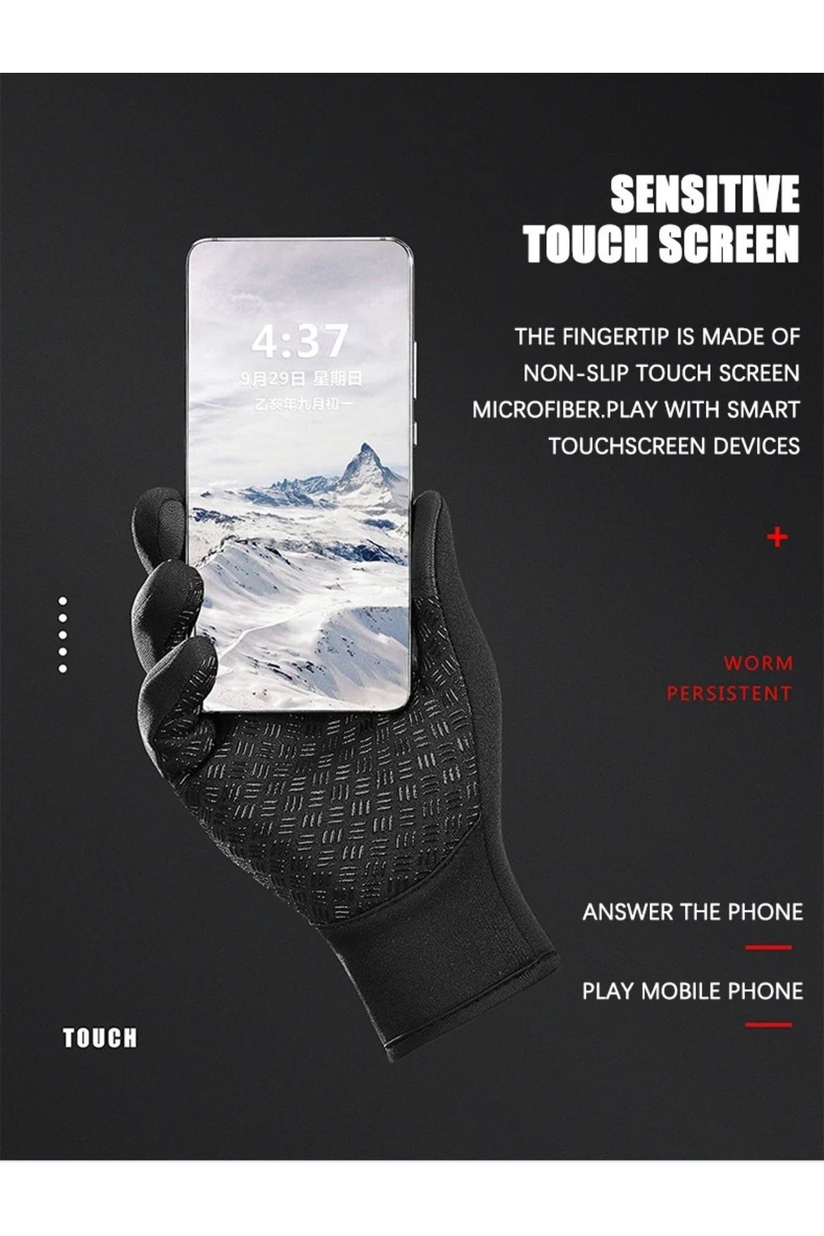 Motosiklet Bisiklet Olta Balıkçı Eldiveni Kaydırmaz Dokunmatik Özellikli Touch Screen Ekran Unisex