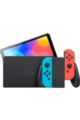 Nintendo Switch  Oled 64 Gb Türkiye Uyumlu Şarj Adaptörlü Konsol - Kırmızı/Mavi