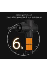 Premio 30 Kademeli 6 Başlıklı Lcd Ekranlı Masaj Tabancası Masaj Cihazı Fitness Sporcu Masaj Aleti