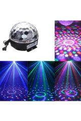 Uzaktan Kumandalı Sese Duyarlı Bluetoothlu Led Küre Disko Topu 6 Lazer Renkli Işıklı