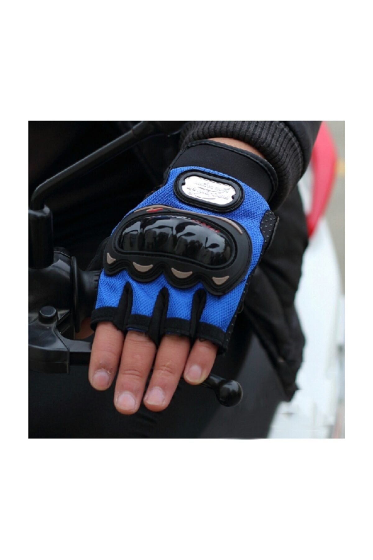 Yarım Parmak Eldiven Bisiklet Motosiklet Pro-biker Mavi-m